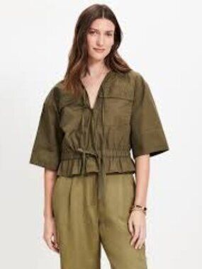 LOFT Poplin Safari Peplum Top